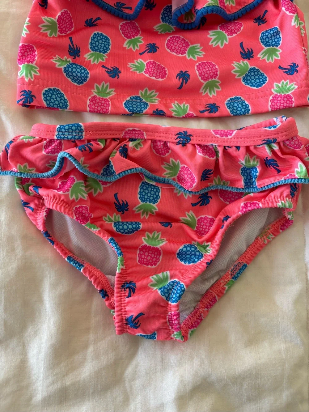 Penny M. Girls 4T 2-Piece Swim Set Ruffle Tank Top Bikini Bottom Pineapple